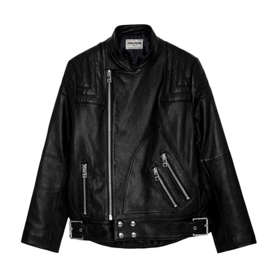 Shop Zadig & Voltaire Liliam Leather Jacket In Schwarz
