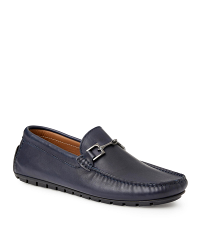 Shop Bruno Magli Men's Xander Slip-on Shoes In Navy Leather
