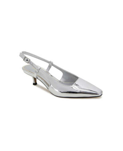 Shop Kenneth Cole New York Women's Martha Sling Back Pumps In Silver- Specchio Polyurethane