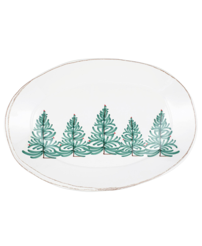 Vietri Melamine Lastra Holiday Oval Platter In White In White