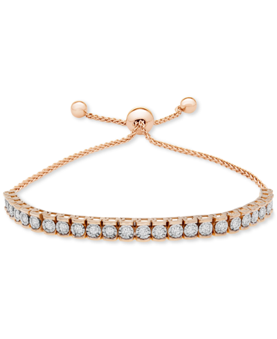 Shop Wrapped Diamond Row Bolo Bracelet (3/4 Ct. T.w.) In Sterling Silver, 14k Gold-plated Sterling Silver Or 14k  In Rose Gold-plated Sterling Silver