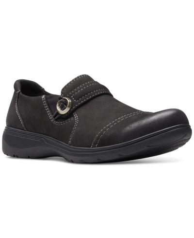 Clarks Women's Carleigh Pearl Strapped Slip-on Shoes In Black Nubuck