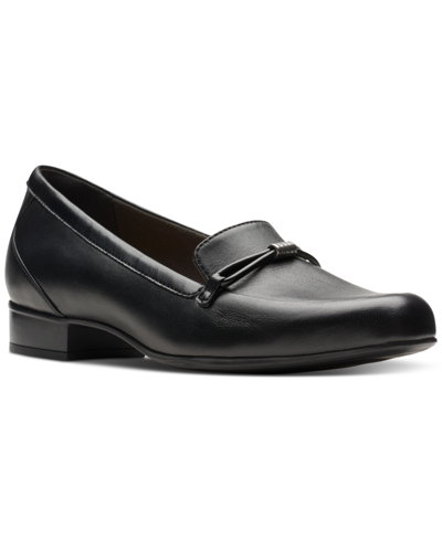 Clarks Women's Juliet Shine Slip-on Loafers In Black Leat