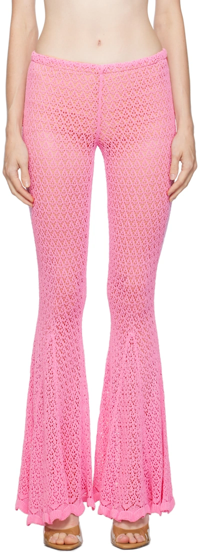 Shop Blumarine Pink Flared Trousers In N0729 Bubblegum