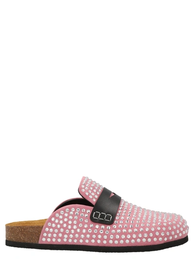Shop Jw Anderson Crystal Loafer Flat Shoes Pink