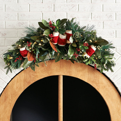 Frontgate Merry Magnolia Arched Swag | ModeSens