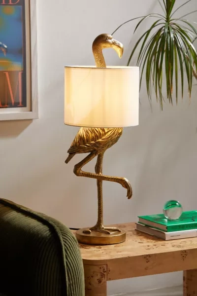 Shop Urban Outfitters Flamingo Table Lamp In Gold At