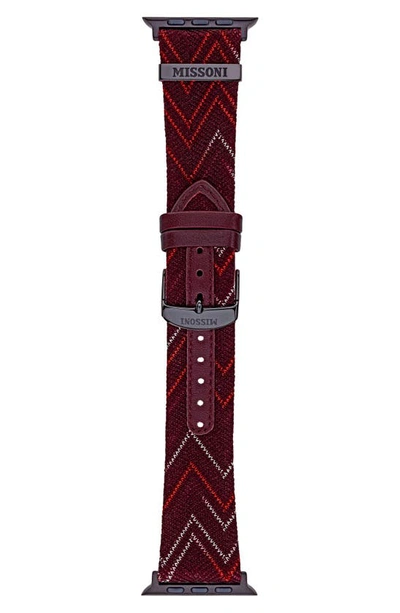 Shop Missoni Multicolor Authentic Zigzag 24mm Textile Apple Watch® Watchband In Burgundy Multi