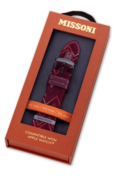 Shop Missoni Multicolor Authentic Zigzag 24mm Textile Apple Watch® Watchband In Burgundy Multi