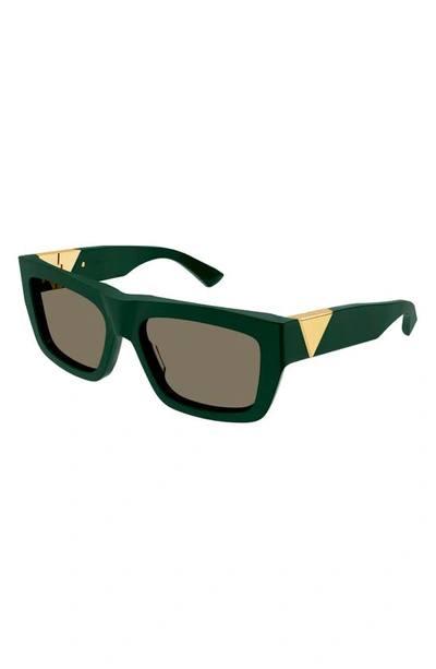 Bottega Veneta Bv1178s Acetate & Metal Rectangle Sunglasses In Green
