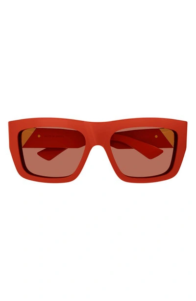 Shop Bottega Veneta 57mm Square Sunglasses In Orange