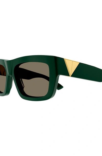 Bottega Veneta Bv1178s Acetate & Metal Rectangle Sunglasses In Green
