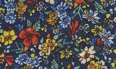 Ava & Yelly Kids' Floral Long Sleeve Tiered Dress In Blue Multi