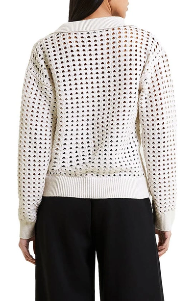 Shop French Connection Manda Open Stitch Polo Sweater In Oatmeal Melange