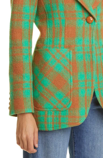 Shop Smythe Plaid Wool Cutaway Jacket In Kelly Green Plaid