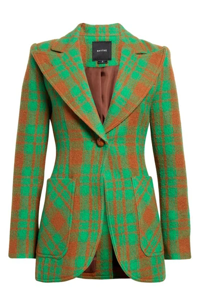 Shop Smythe Plaid Wool Cutaway Jacket In Kelly Green Plaid