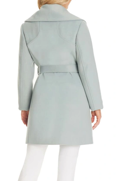 Vince Camuto Double Breasted Coat With Removable Faux Fur Collar In Mint