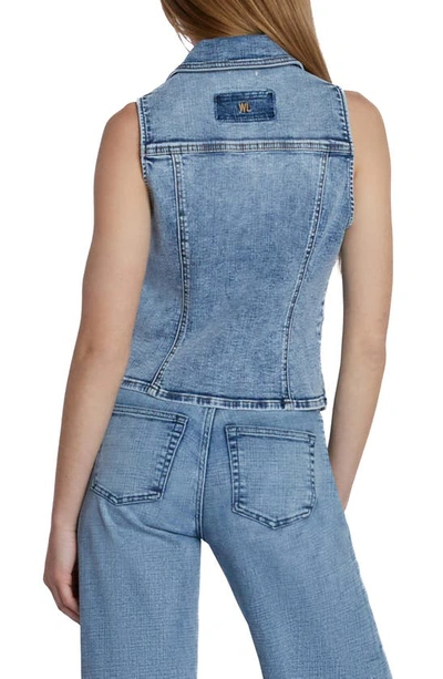 Shop Wash Lab Denim Willa Denim Waistcoat In Clean Blue