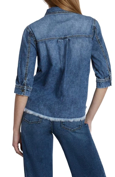 Wash Lab Denim Everyday Fray Hem Denim Shirt In Rebecca Blue