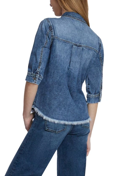 Wash Lab Denim Everyday Fray Hem Denim Shirt In Rebecca Blue