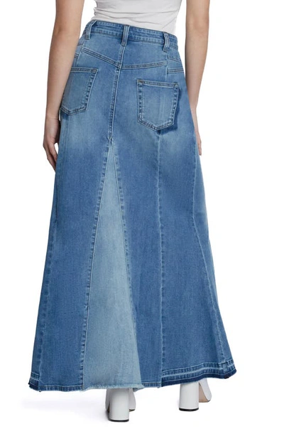 Wash Lab Denim Bliss Flare Denim Maxi Skirt In Spark Blue