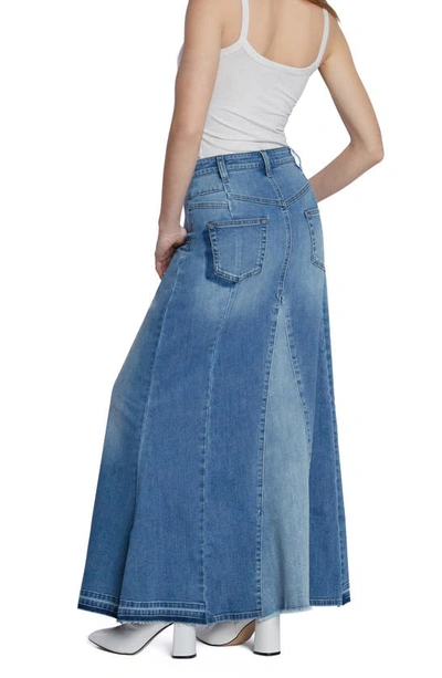 Wash Lab Denim Bliss Flare Denim Maxi Skirt In Spark Blue