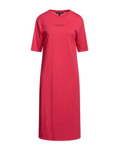 Shop Armani Exchange Woman Midi Dress Fuchsia Size Xs Cotton In Pink