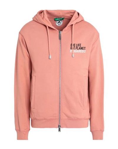 Shop Dsquared2 Man Sweatshirt Salmon Pink Size L Cotton