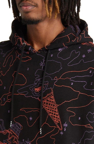 Shop Icecream Camouflage Embroidered Hoodie In Black