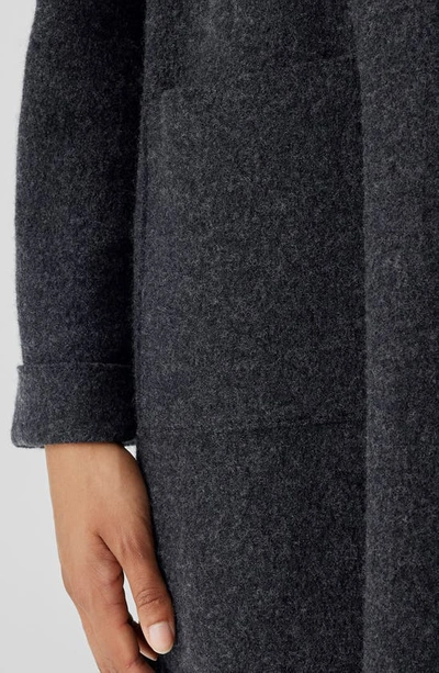 Shop Eileen Fisher Shawl Collar Wool Coat In Charcoal