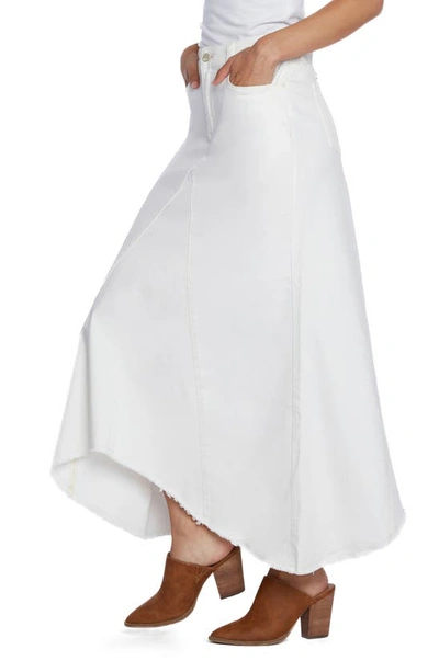 Wash Lab Denim Selma Pieced Asymmetric Denim Maxi Skirt In Stone White