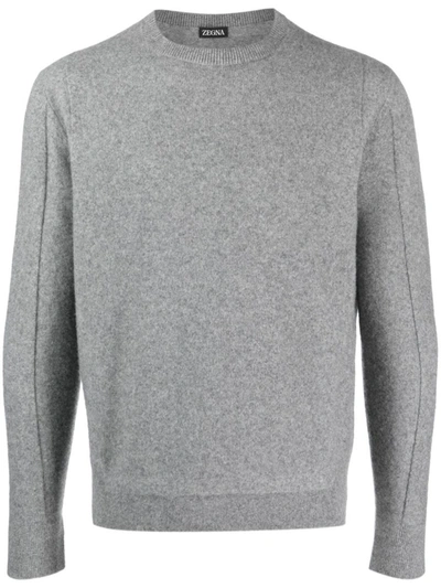 Shop Ermenegildo Zegna Zegna Wool And Cashmere Crew Neck Sweater Clothing In Grey