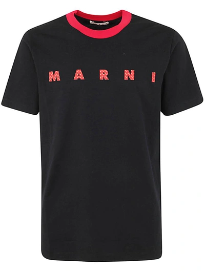 Shop Marni T-shirt Logo Clothing In Black