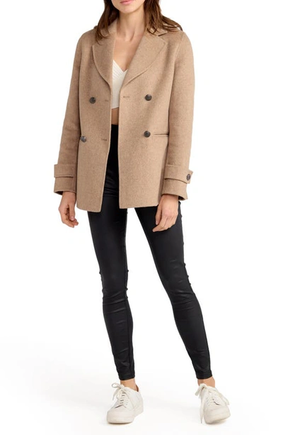 Shop Belle & Bloom Forget You Military Wool Blend Peacoat In Oat