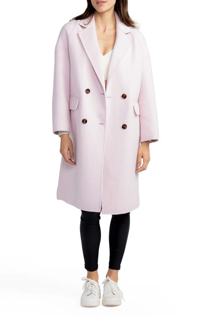 Shop Belle & Bloom Amnesia Oversize Double Breasted Coat In Pale Pink