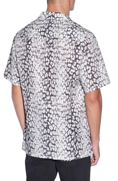 Shop Ksubi White Noise Leopard Print Resort Short Sleeve Button-up Shirt In Grey