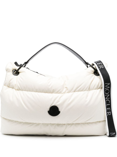 Shop Moncler Legere Quilted Tote Bag In White