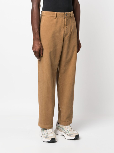 Shop Ranra Corduroy Straight-leg Trousers In 中性色