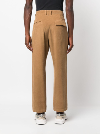 Shop Ranra Corduroy Straight-leg Trousers In 中性色