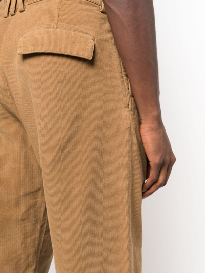 Shop Ranra Corduroy Straight-leg Trousers In 中性色