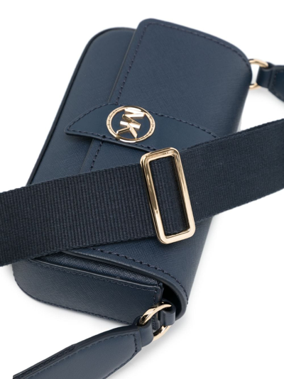Shop Michael Kors Greenwich Xs Leather Crossbody Bag In 蓝色