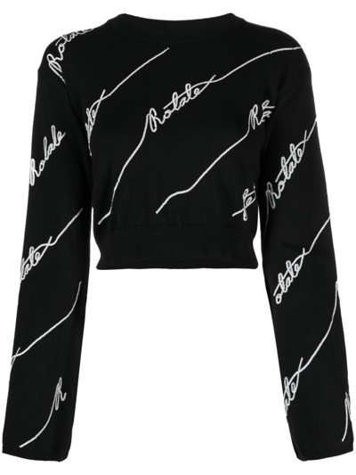 Shop Rotate Birger Christensen Sequin-embellished Logo-appliqué Jumper In 黑色