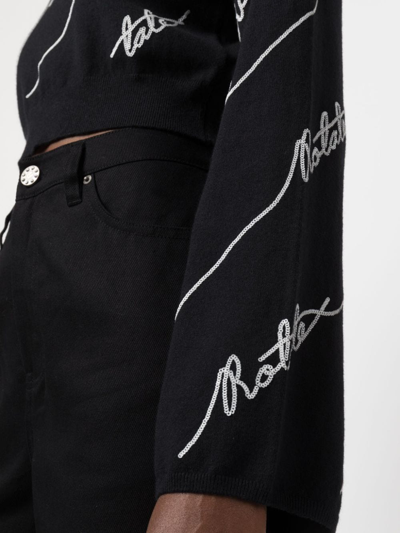 Shop Rotate Birger Christensen Sequin-embellished Logo-appliqué Jumper In 黑色