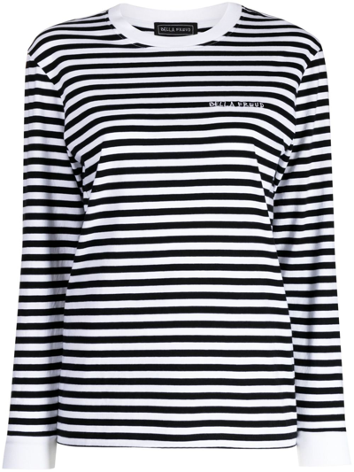 Shop Bella Freud Stripe-print Organic-cotton T-shirt In Black