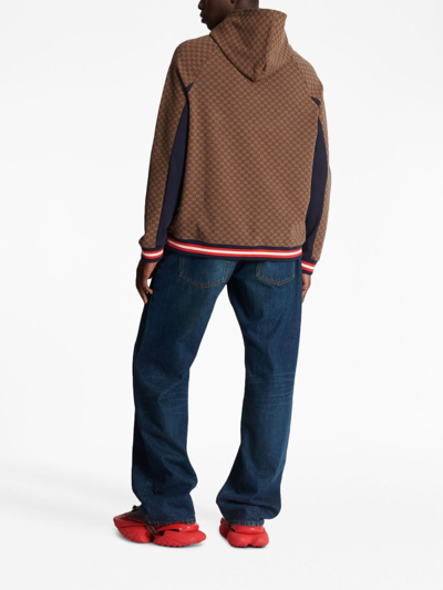 Balmain Retro Monogram Logo Cotton Hoodie In 褐色