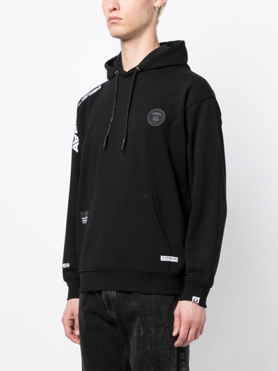 Shop Aape By A Bathing Ape Logo-print Drawstring Hoodie In 黑色