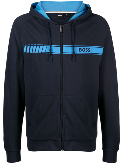 Hugo Boss Authentic Cotton Hooded Jacket In 蓝色