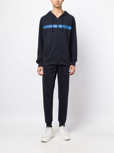 Hugo Boss Authentic Cotton Hooded Jacket In 蓝色