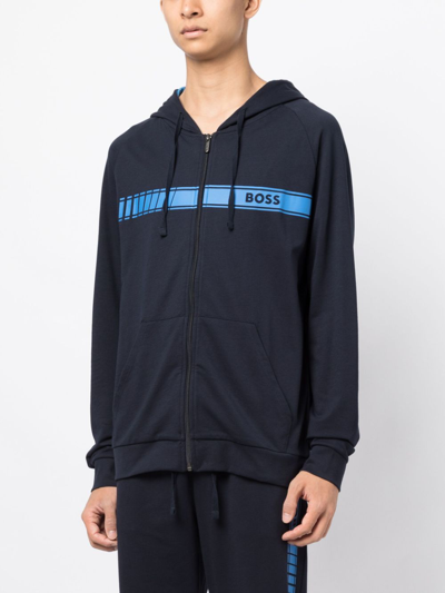 Hugo Boss Authentic Cotton Hooded Jacket In 蓝色