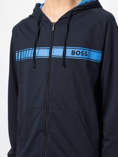 Hugo Boss Authentic Cotton Hooded Jacket In 蓝色